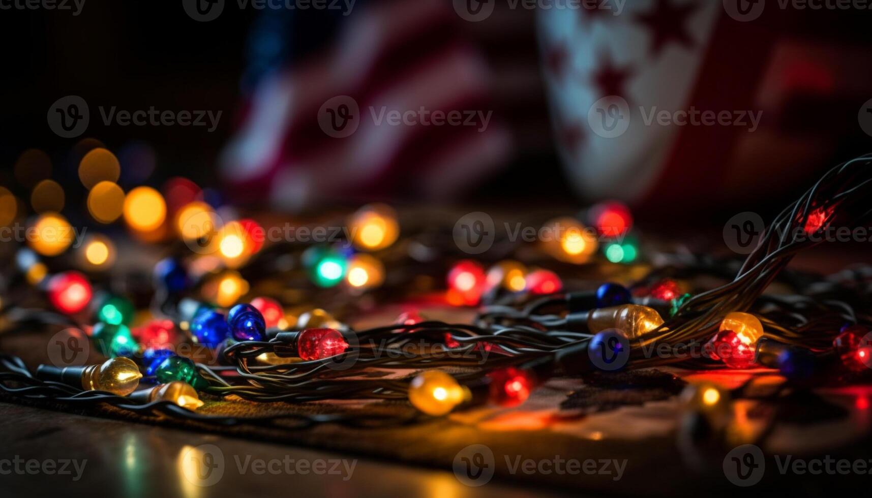 Glowing candle illuminates Christmas tree tradition generated by AI photo