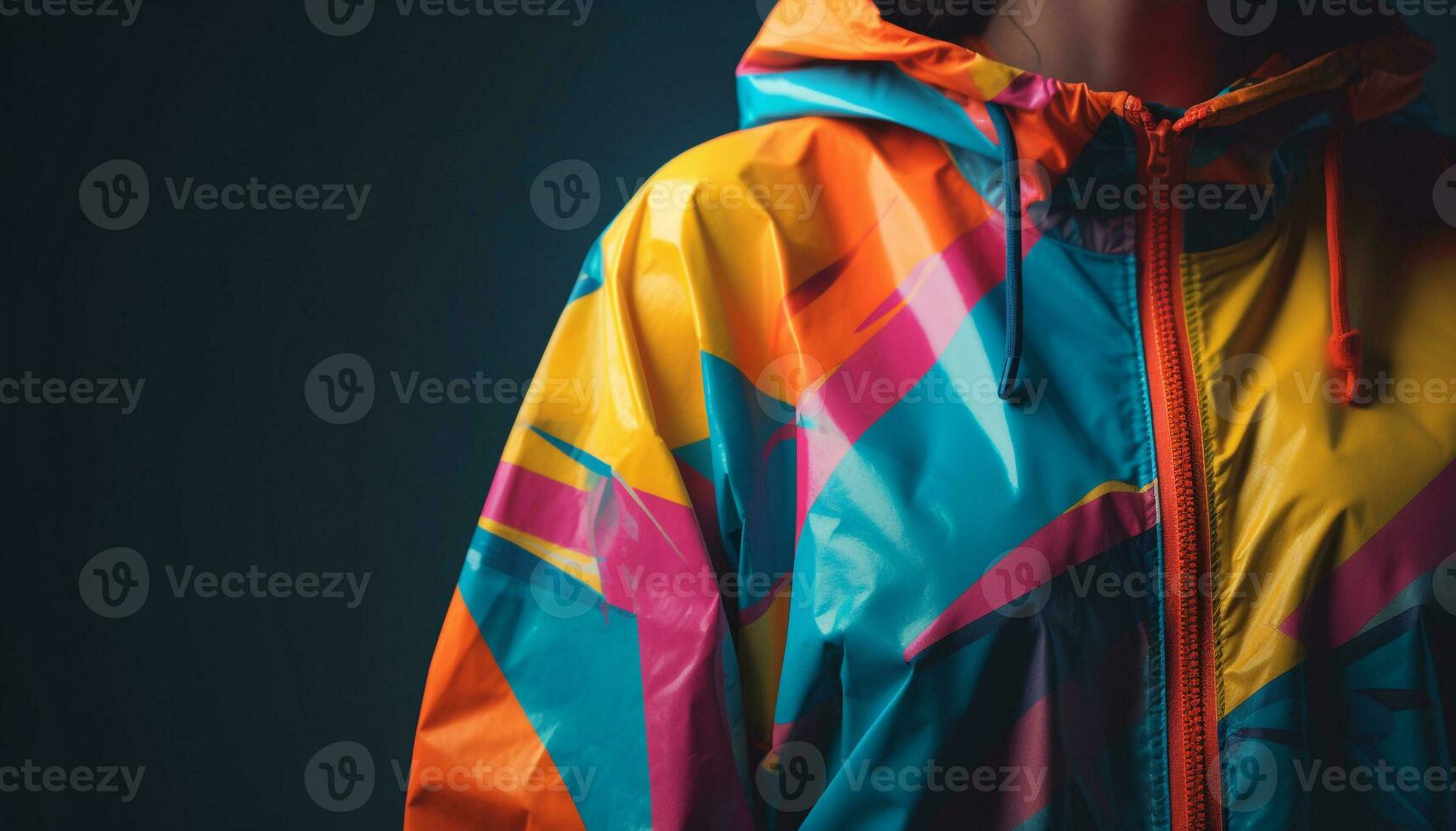 Athletes walking in vibrant multi colored jackets outdoors generated by AI photo