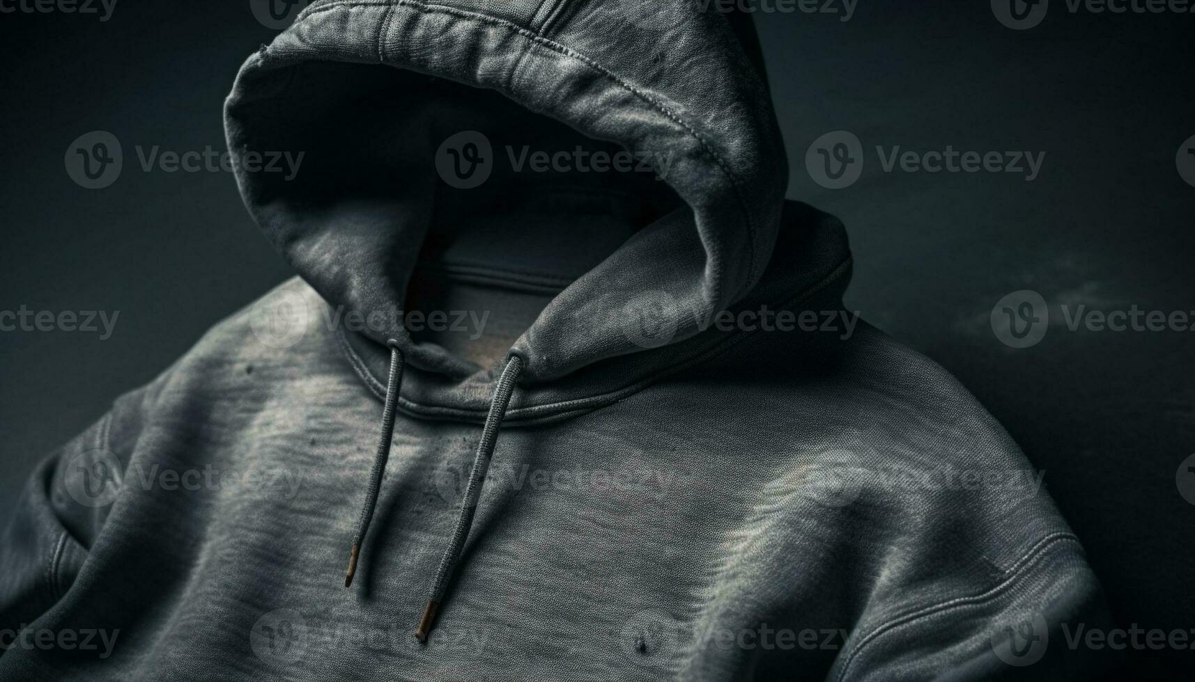 Monochrome hoodie on burglar in spooky portrait generated by AI photo