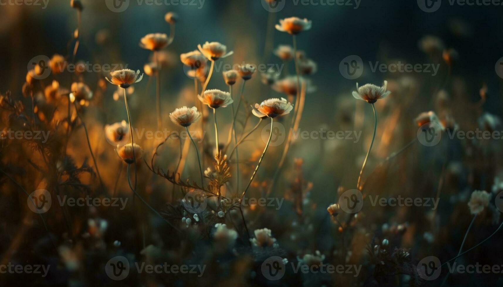 Soft focus on wildflower in rural meadow generated by AI photo