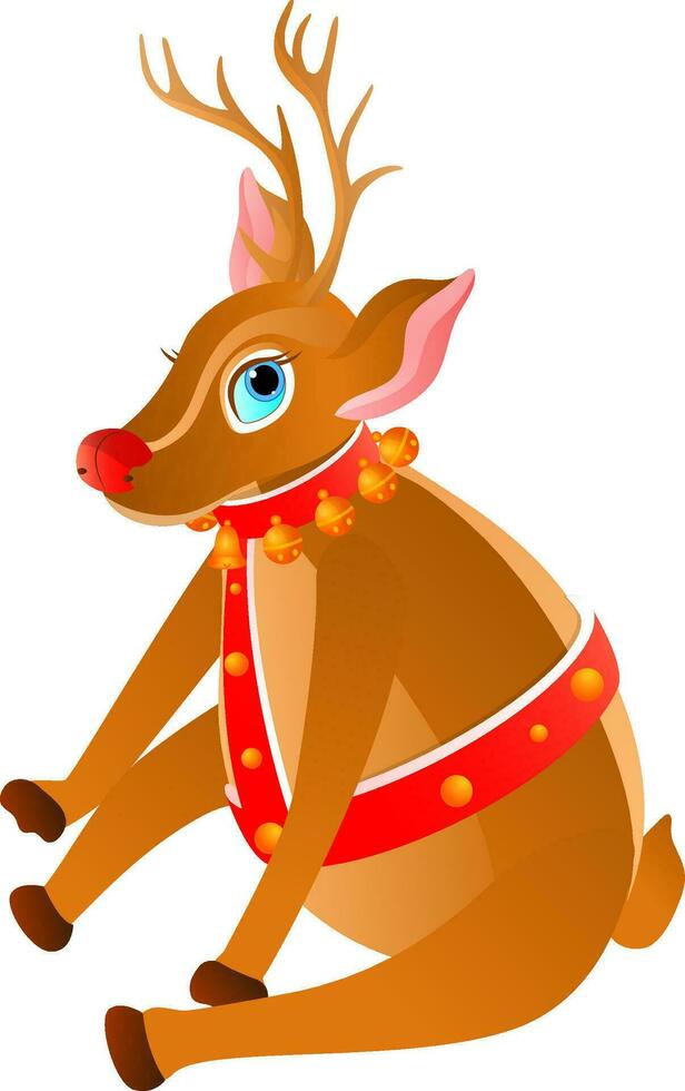 Christmas reindeer in sitting pose. vector