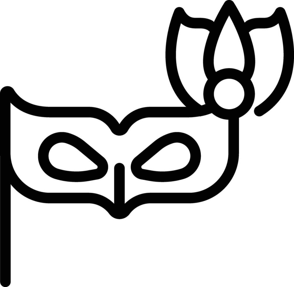 pluma máscara con palo icono en negro línea Arte. vector