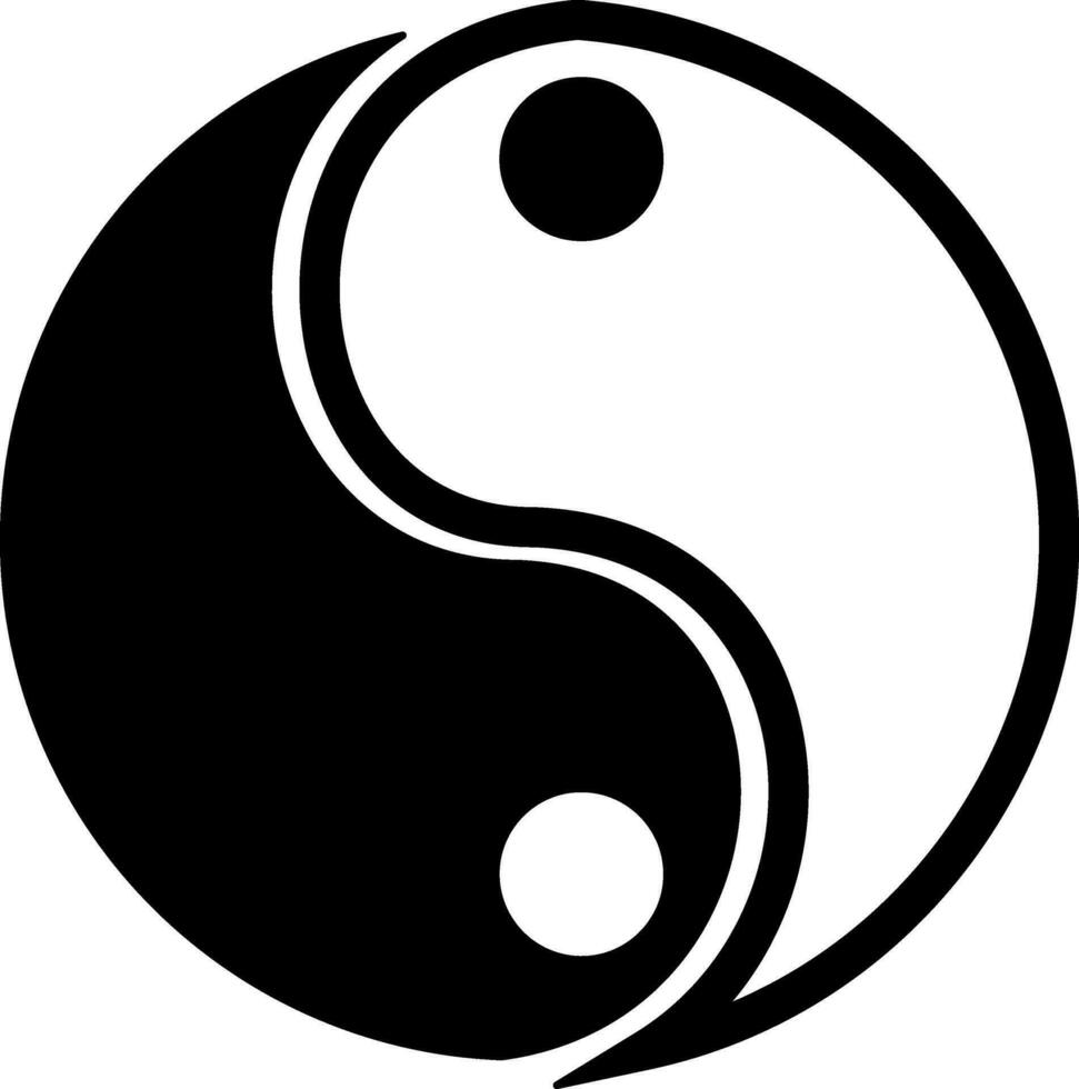 negro y blanco yin yang icono para chino spa o yoga concepto. vector