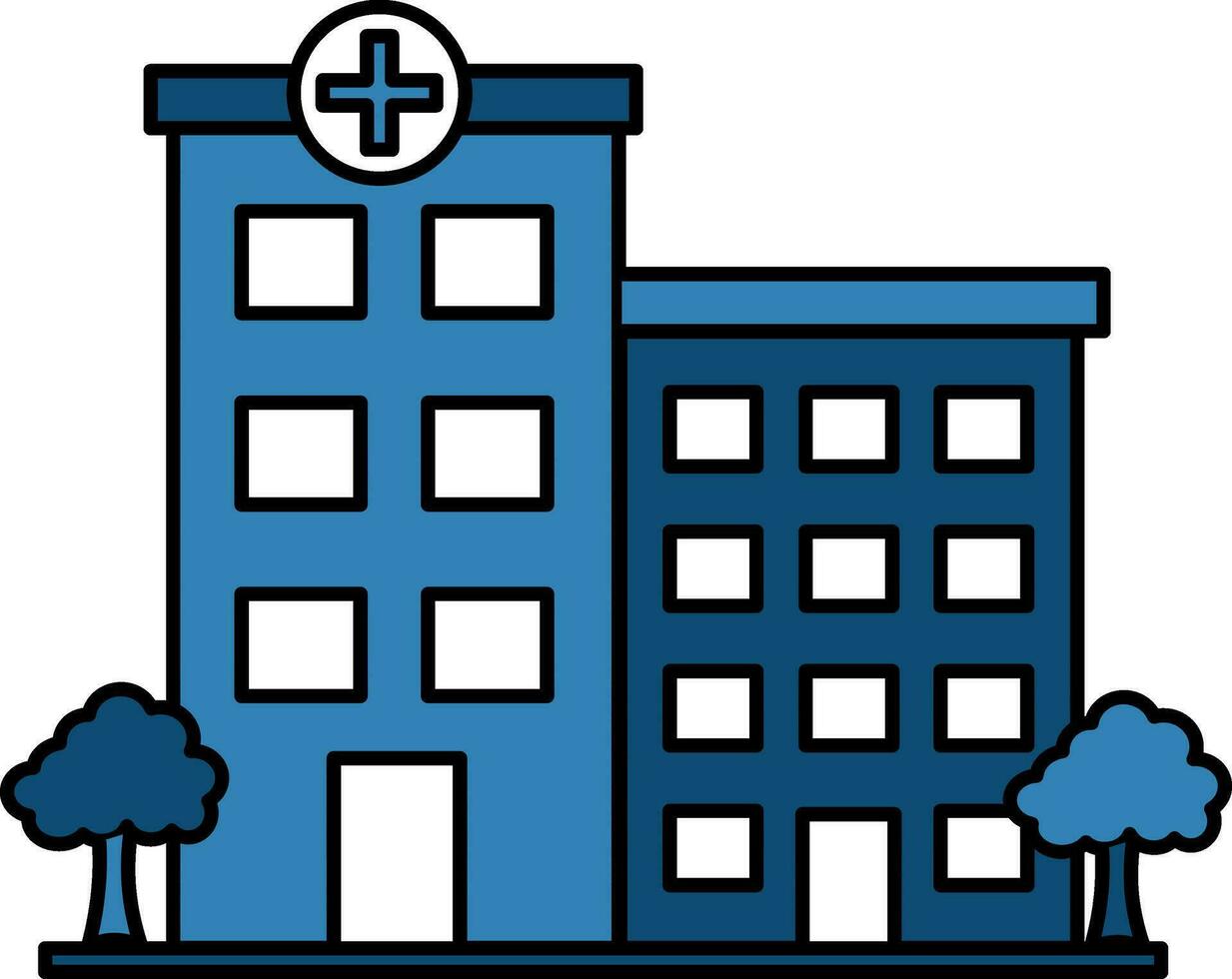 Illustration of Hospital Building Icon In Blue And White Color. vector