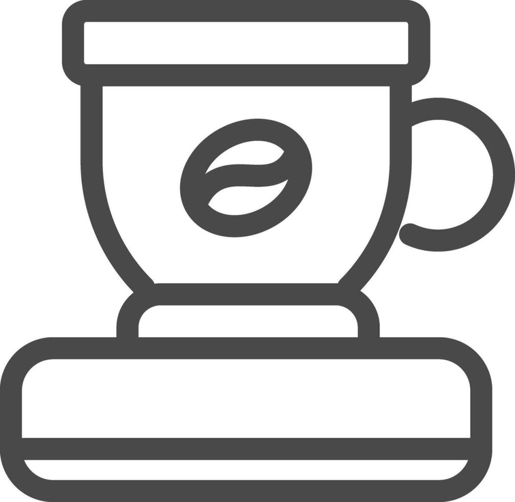 Coffee Cup on Plate Icon in Black Outline. vector