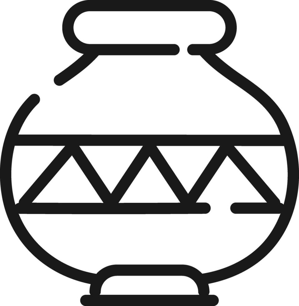 Ceramic Pot icon in Thin Line Art. vector