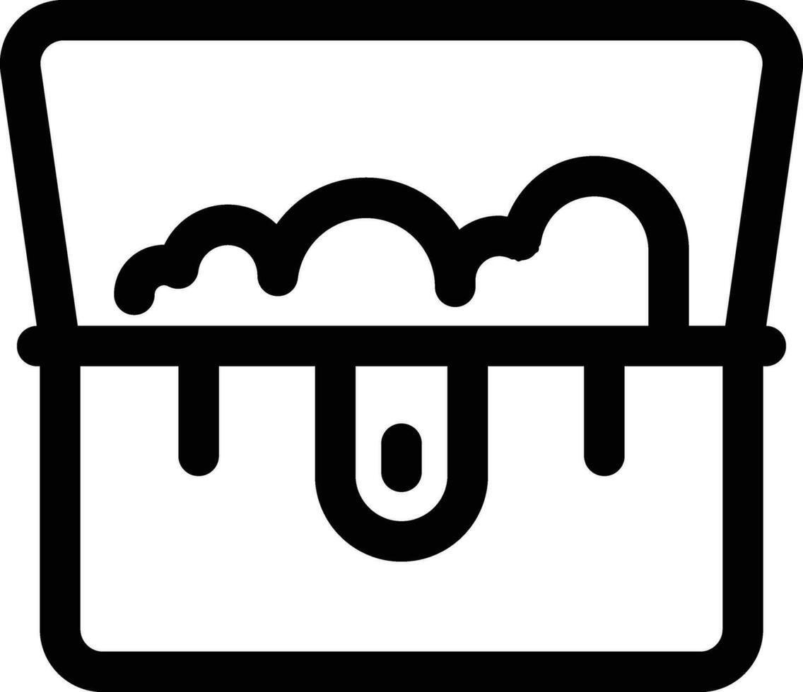 Open Chest Box Line Art Icon in Flat Style. vector