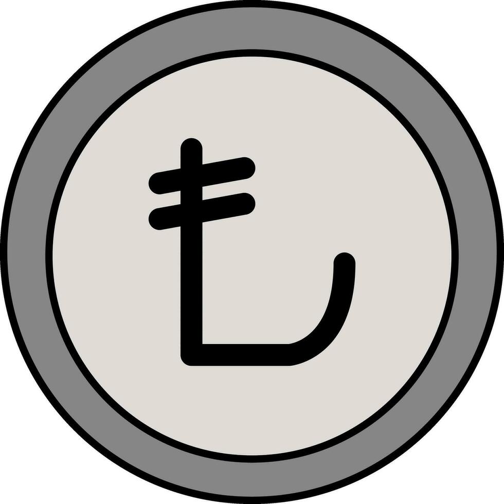 Isolated Lira Coin Icon in Gray Color. vector
