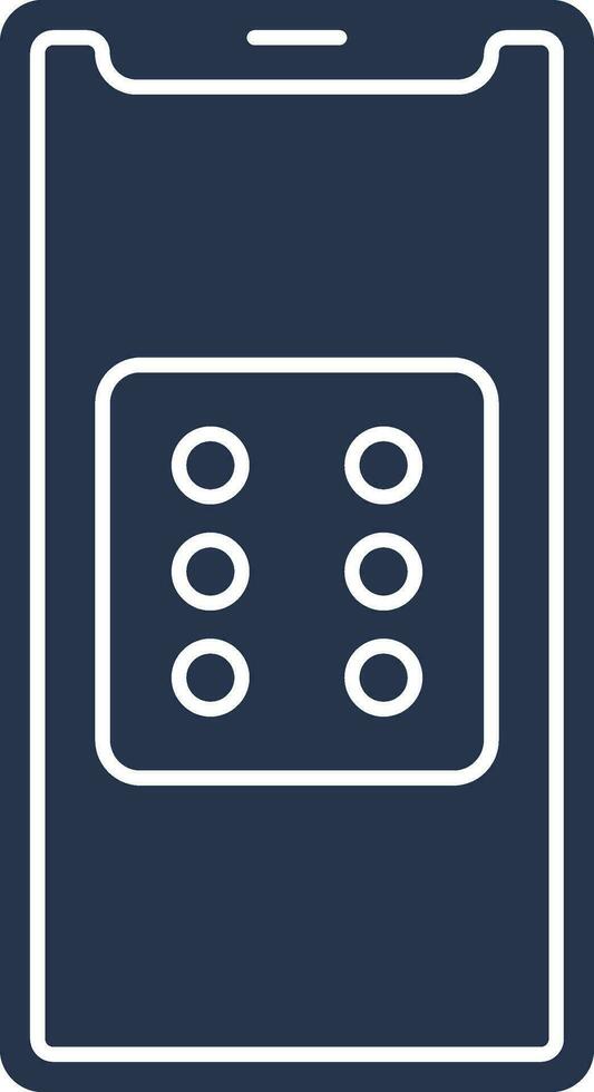 Blue And White Color Dice In Smartphone Icon. vector