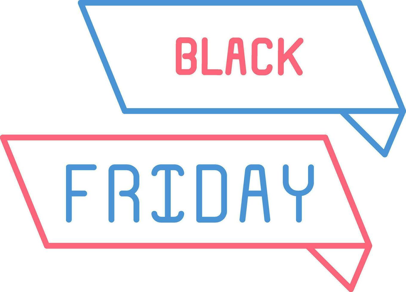 Black Friday Ribbon Icon in Blue and Red Thin Line Art. vector