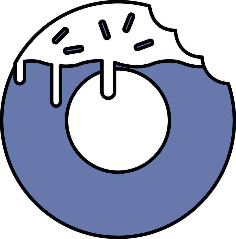 rosquilla icono en azul y blanco color. vector