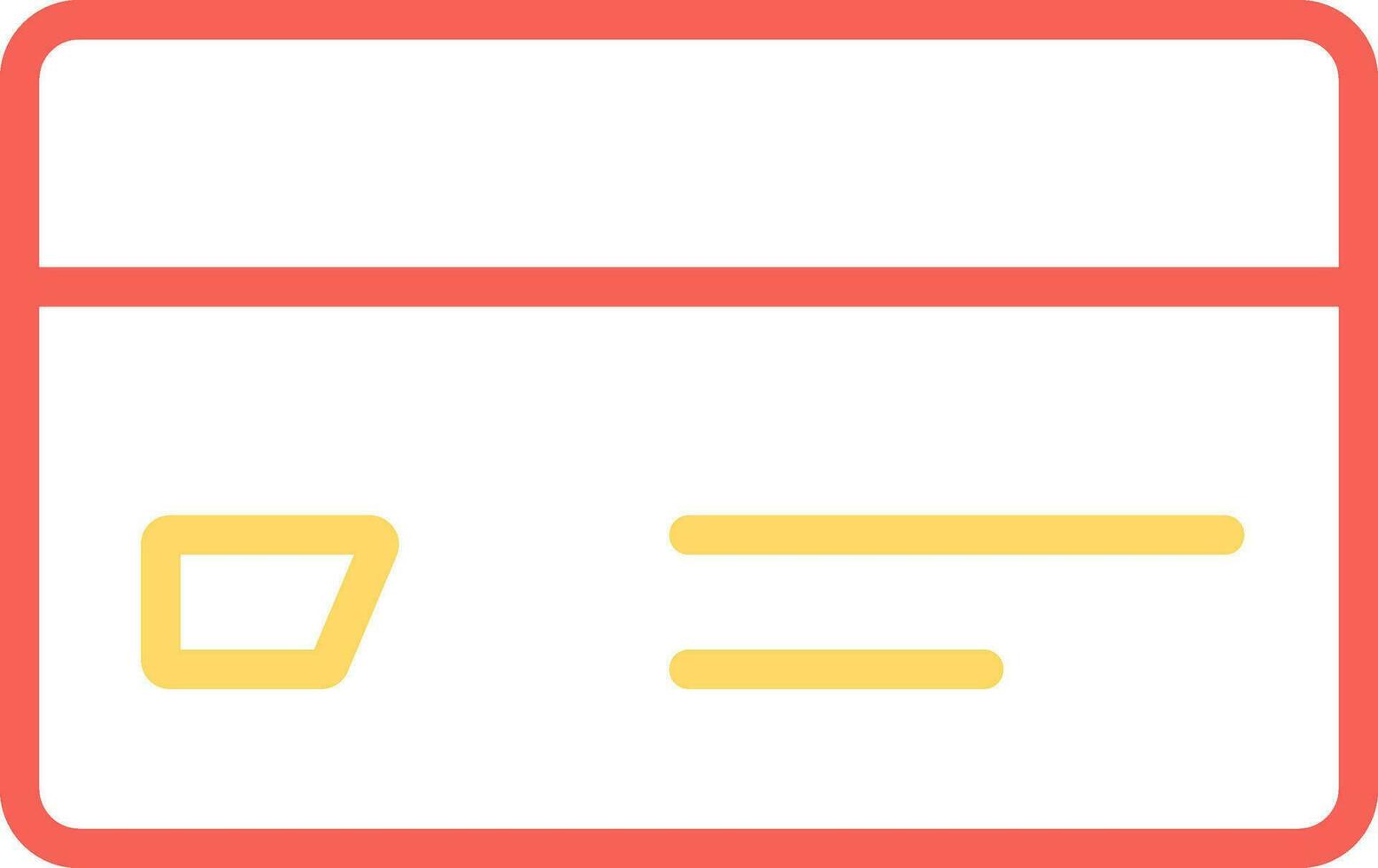 Payment Card Icon in Red and Yellow Line Art. vector