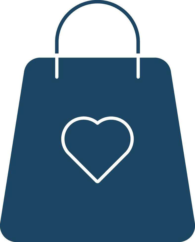 ilustración de compras bolso con corazón icono en azul color. vector