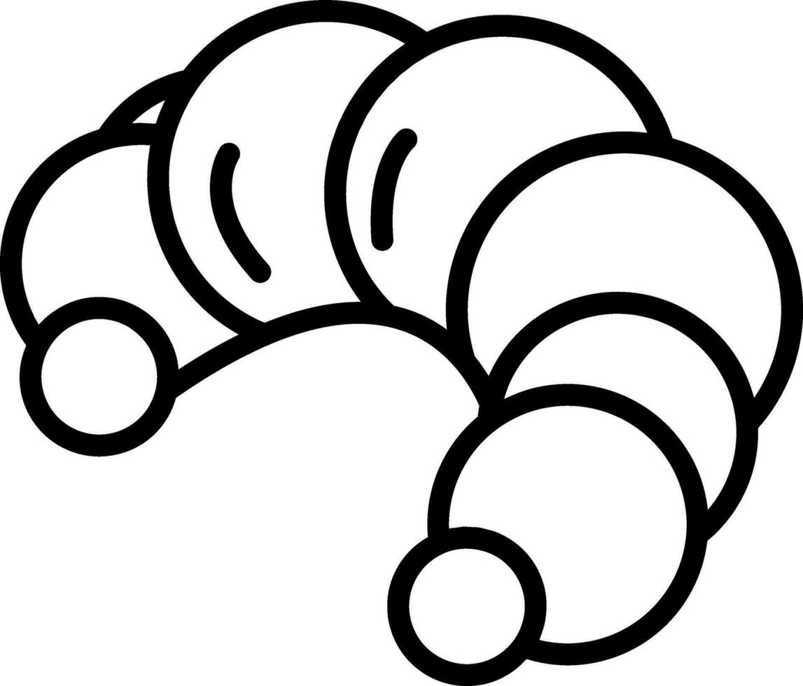 Croissant icon in black line art. vector