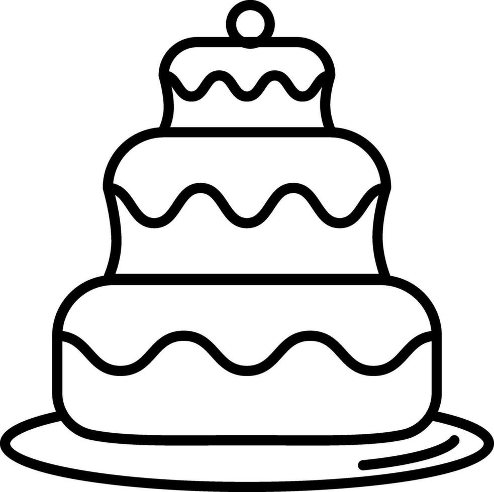 Cake icon in black line art. vector