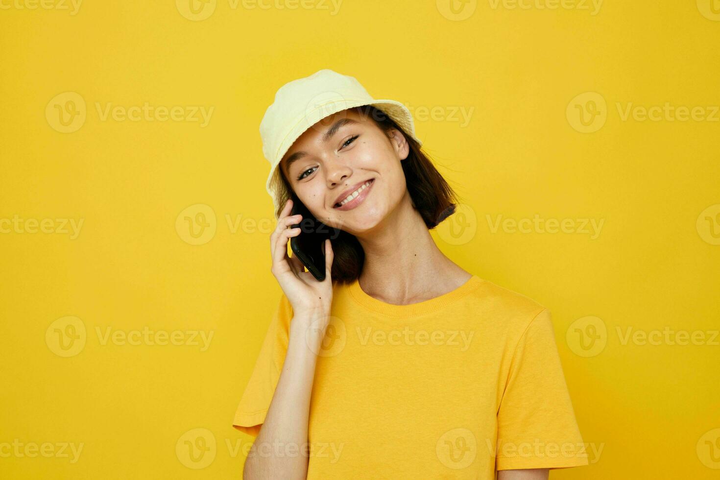 young beautiful woman in yellow t-shirt posing fashion in panama Lifestyle unaltered photo