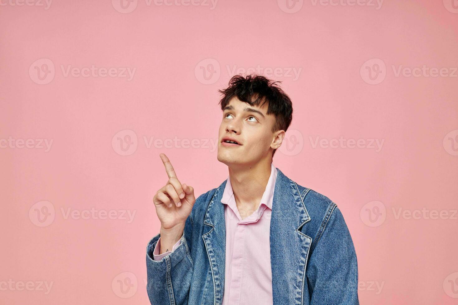 pretty man self confidence fashion clothing studio pink background unaltered photo