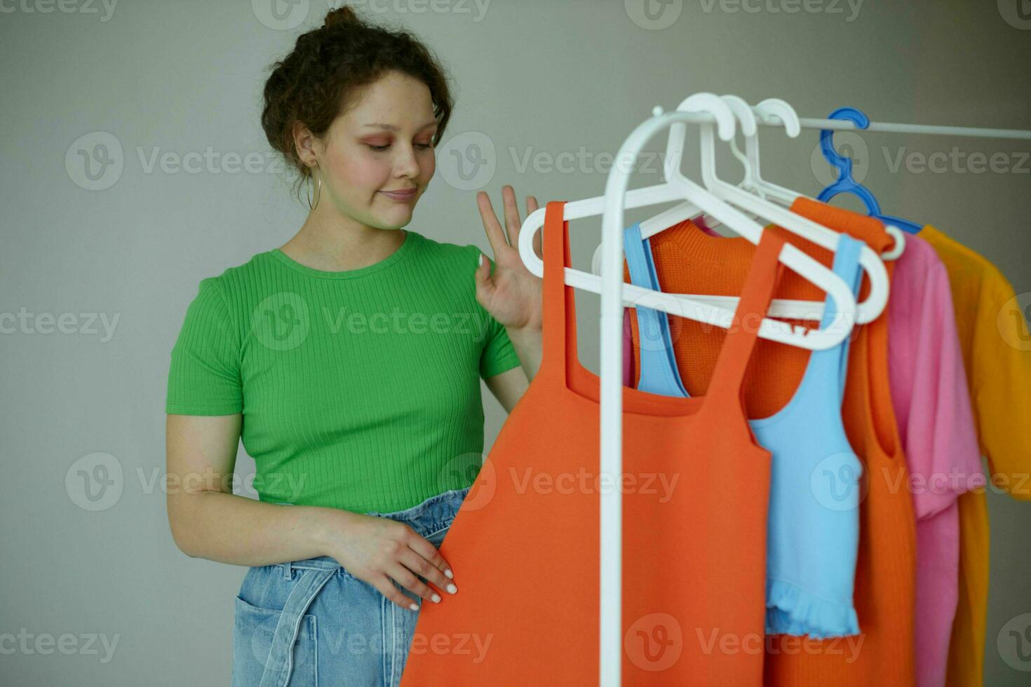 funny girl wardrobe colorful clothes Youth style isolated backgrounds unaltered photo