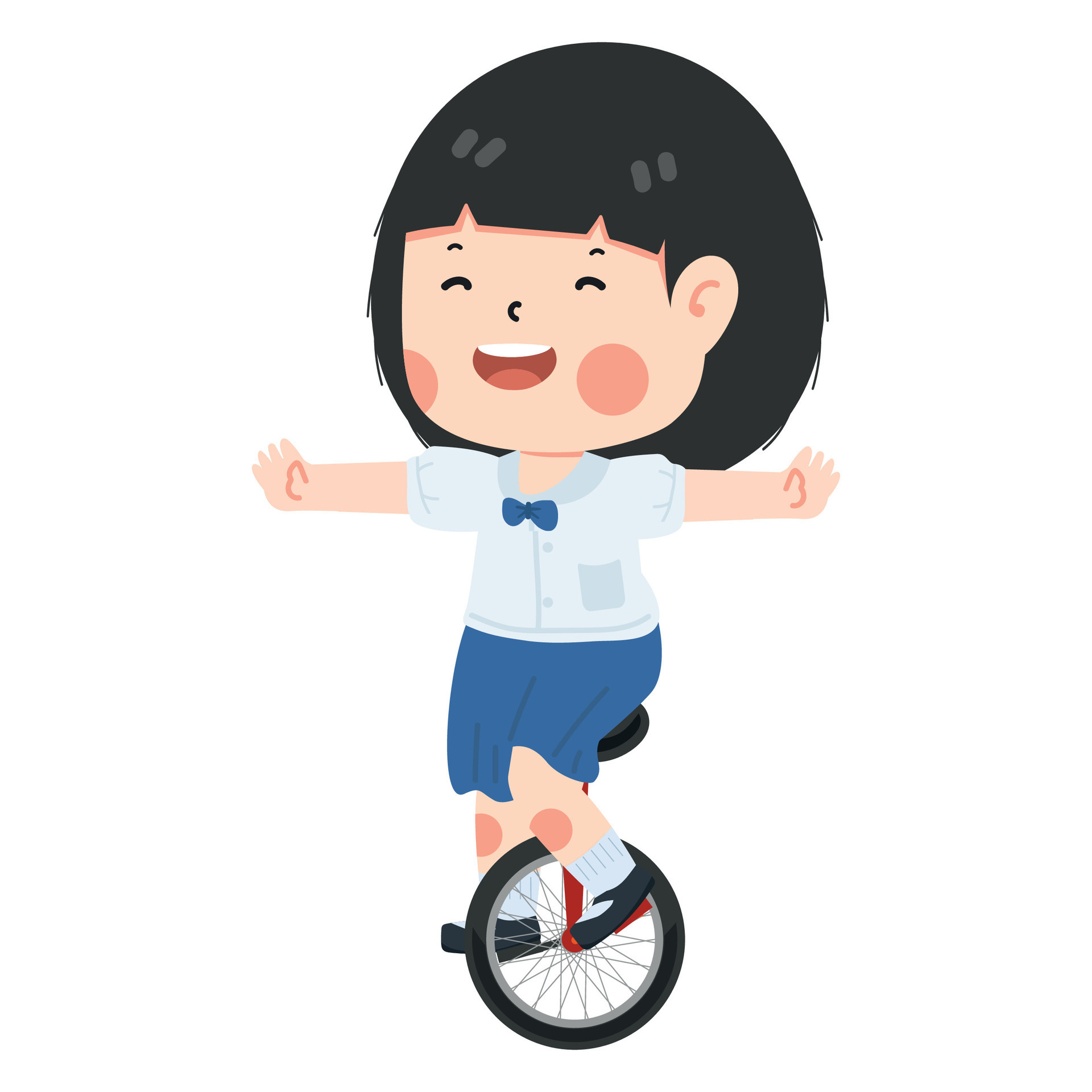 Kid girl riding a unicycle 25018127 Vector Art at Vecteezy