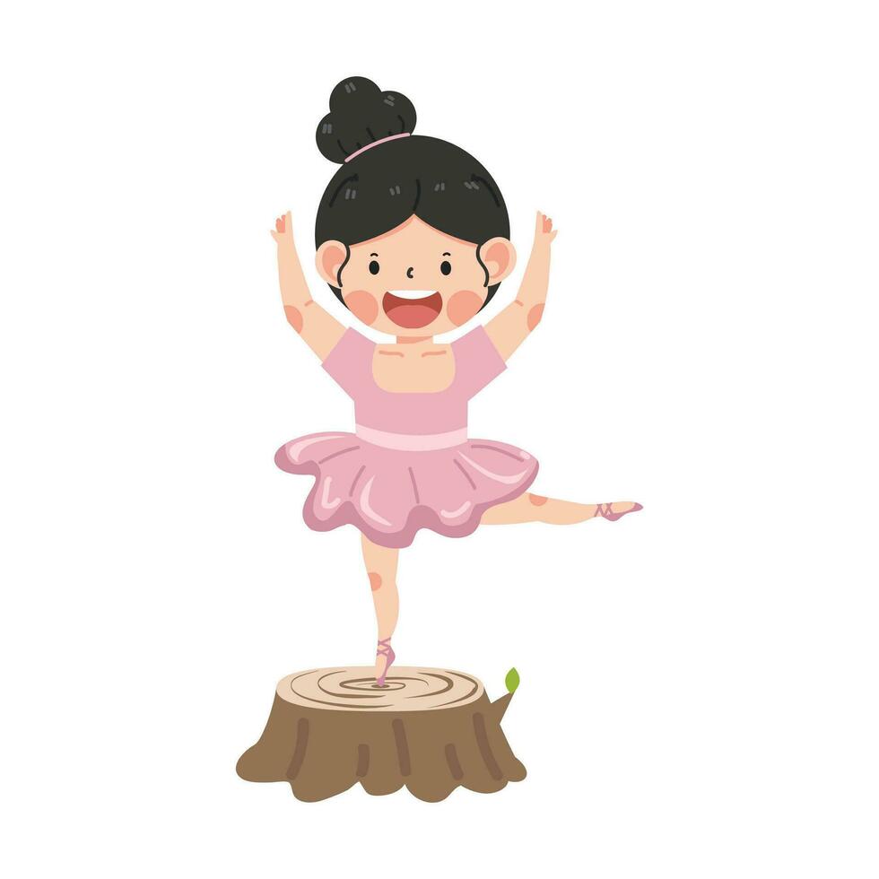 Cute ballerina girl dancing  on a wood vector