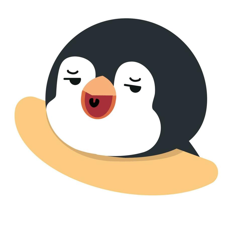 linda cabeza pingüino cansado dibujos animados vector