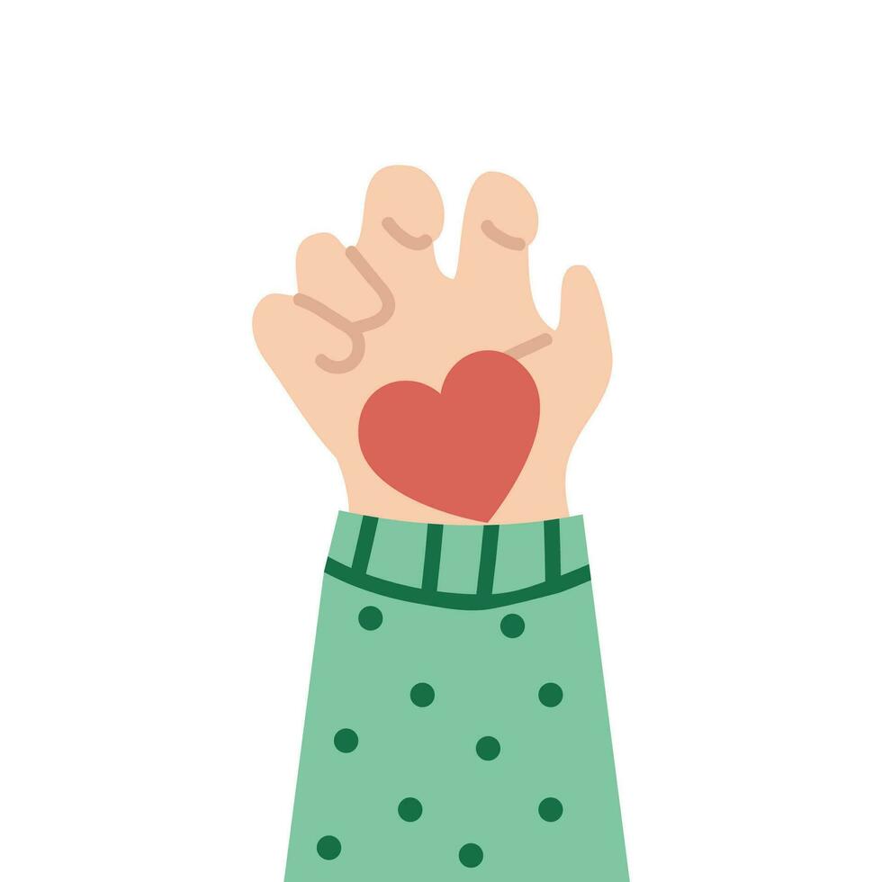 Hand holding a red heart love vector