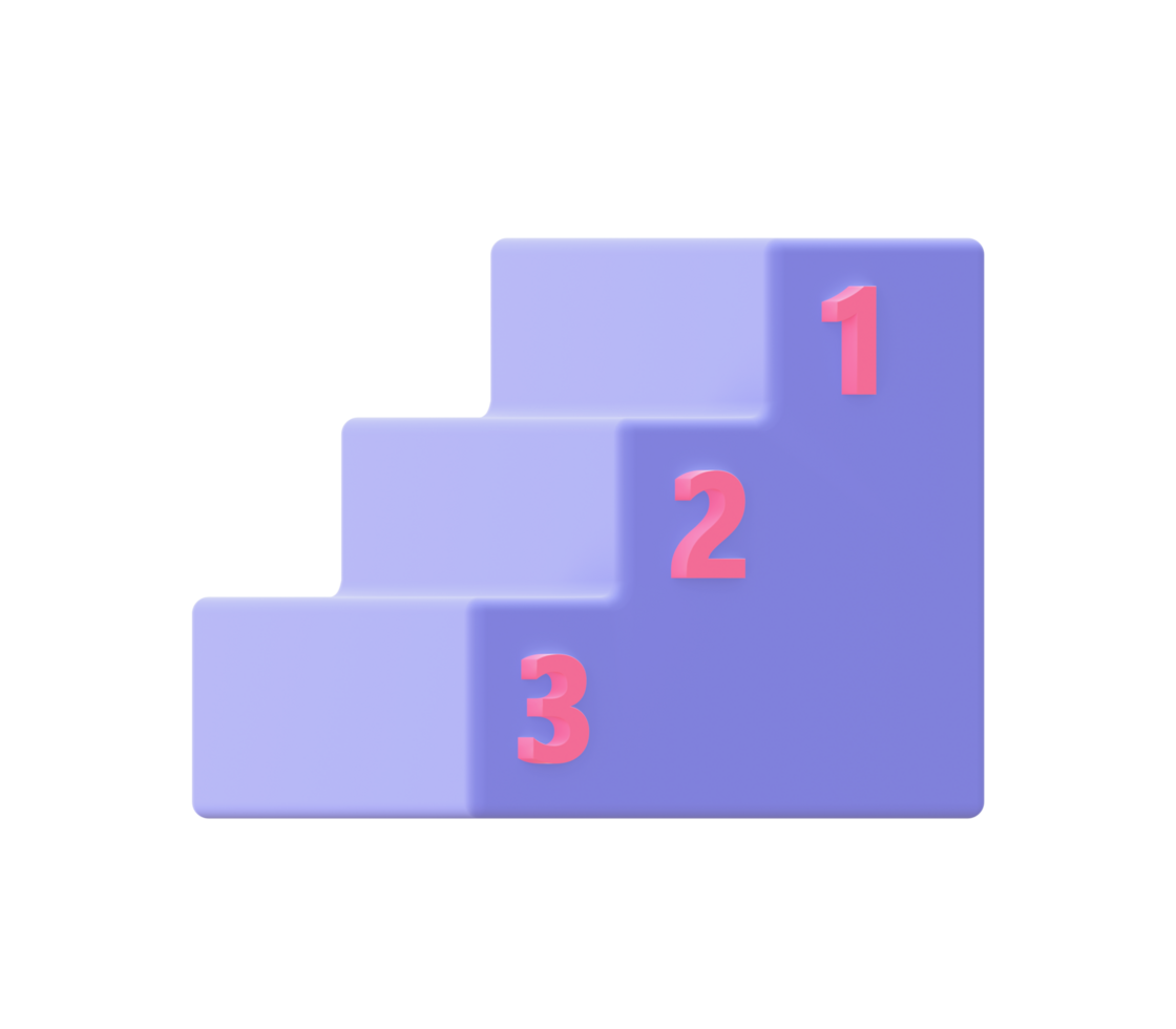 3d illustration icône de violet classement pour ui ux la toile mobile applications social médias les publicités conception png