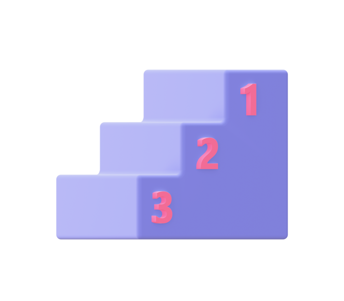 3d illustration icon of purple Ranking for UI UX web mobile apps social media ads design png