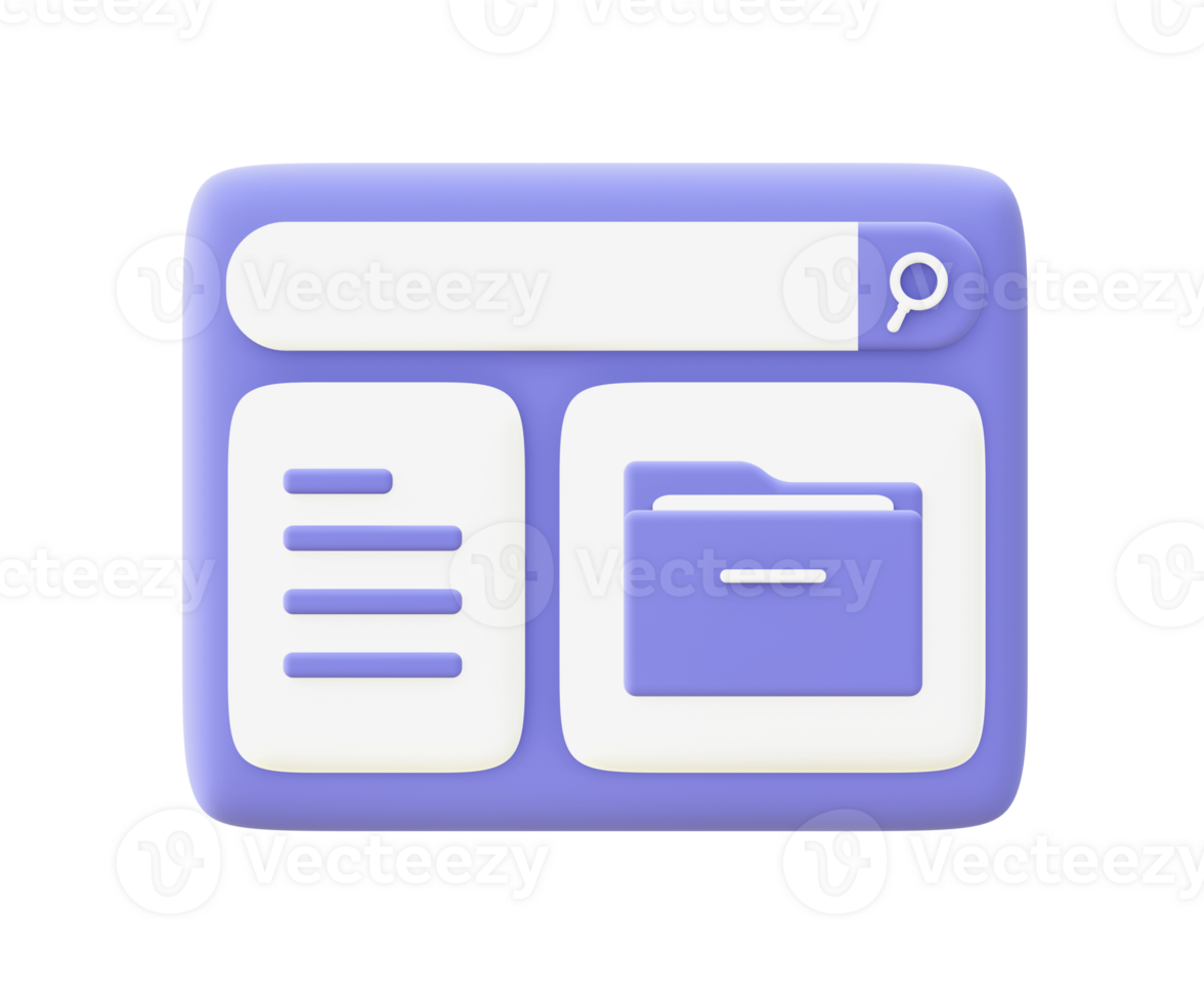 3d illustration icon of purple Folder for UI UX web mobile apps social media ads design png