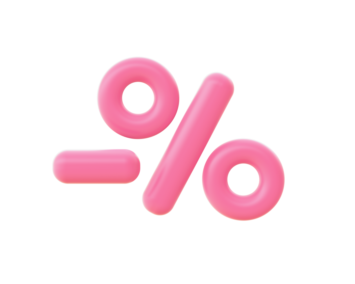 3d illustration icon of purple Percent for UI UX web mobile apps social media ads design png