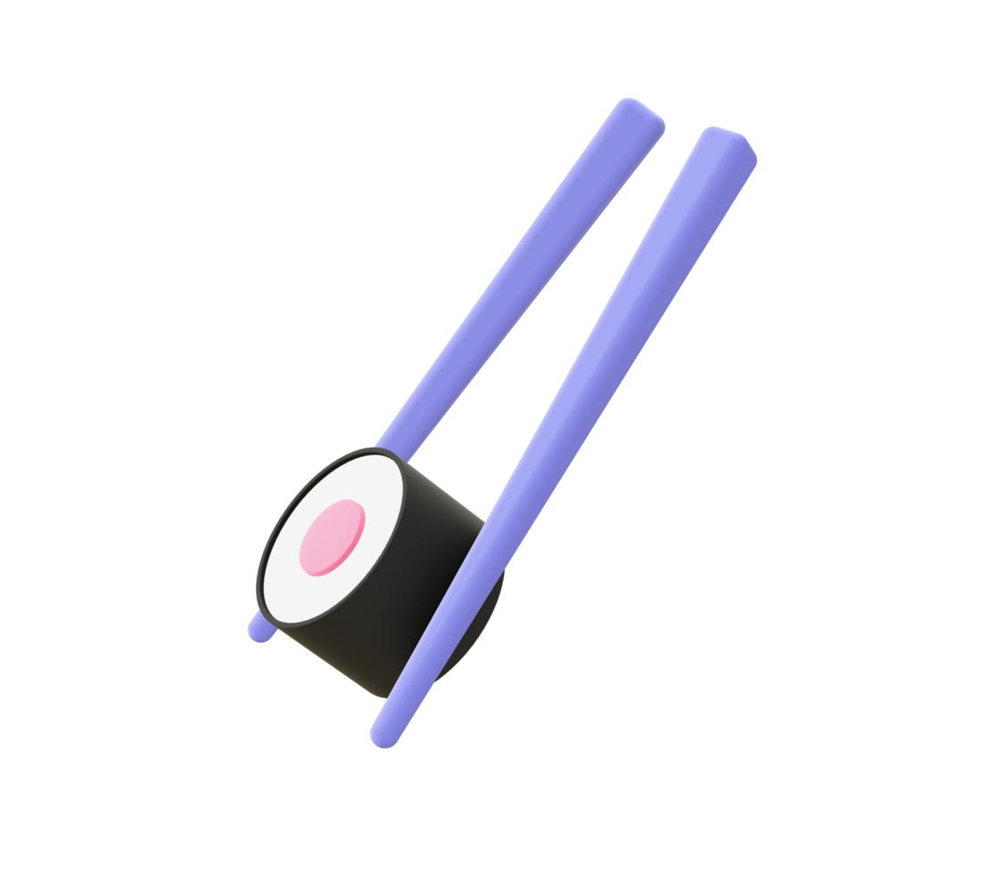 3d illustration icon of purple japanese food Sushi roll for UI UX web mobile apps social media ads design png