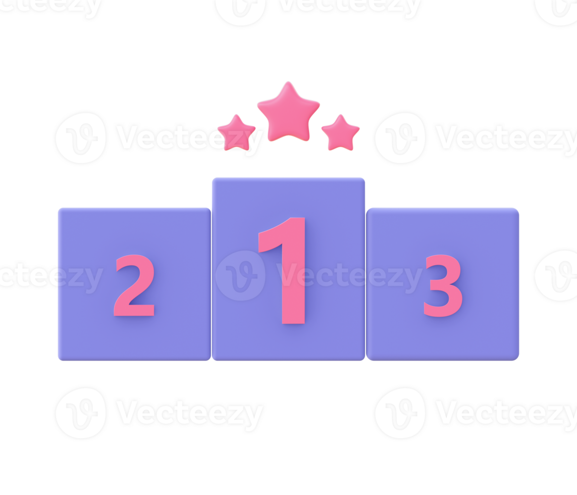 3d illustration icon of purple Winner Podium for UI UX web mobile apps social media ads design png