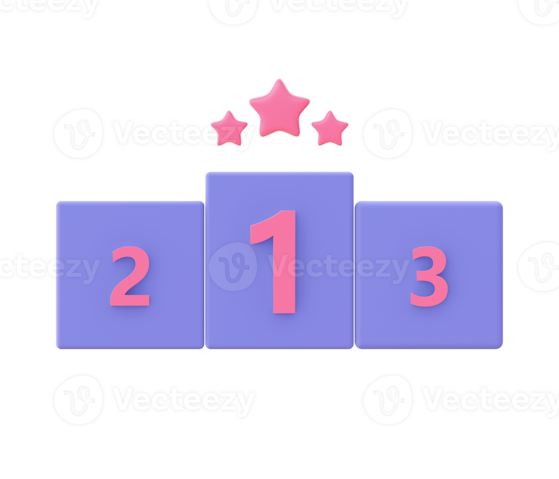 3d illustration ikon av lila vinnare podium för ui ux webb mobil appar social media annonser design png