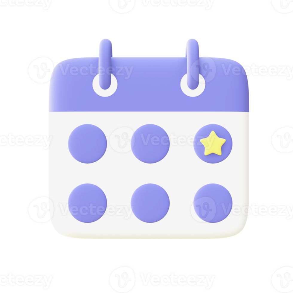 3d illustration icon of purple calendar for UI UX web mobile apps social media ads design png