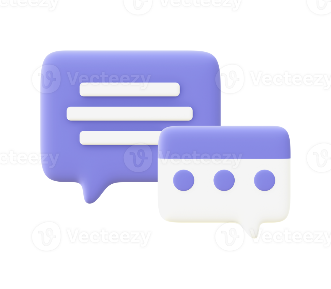 3d illustration icon of purple Speech bubble chat for UI UX web mobile apps social media ads design png