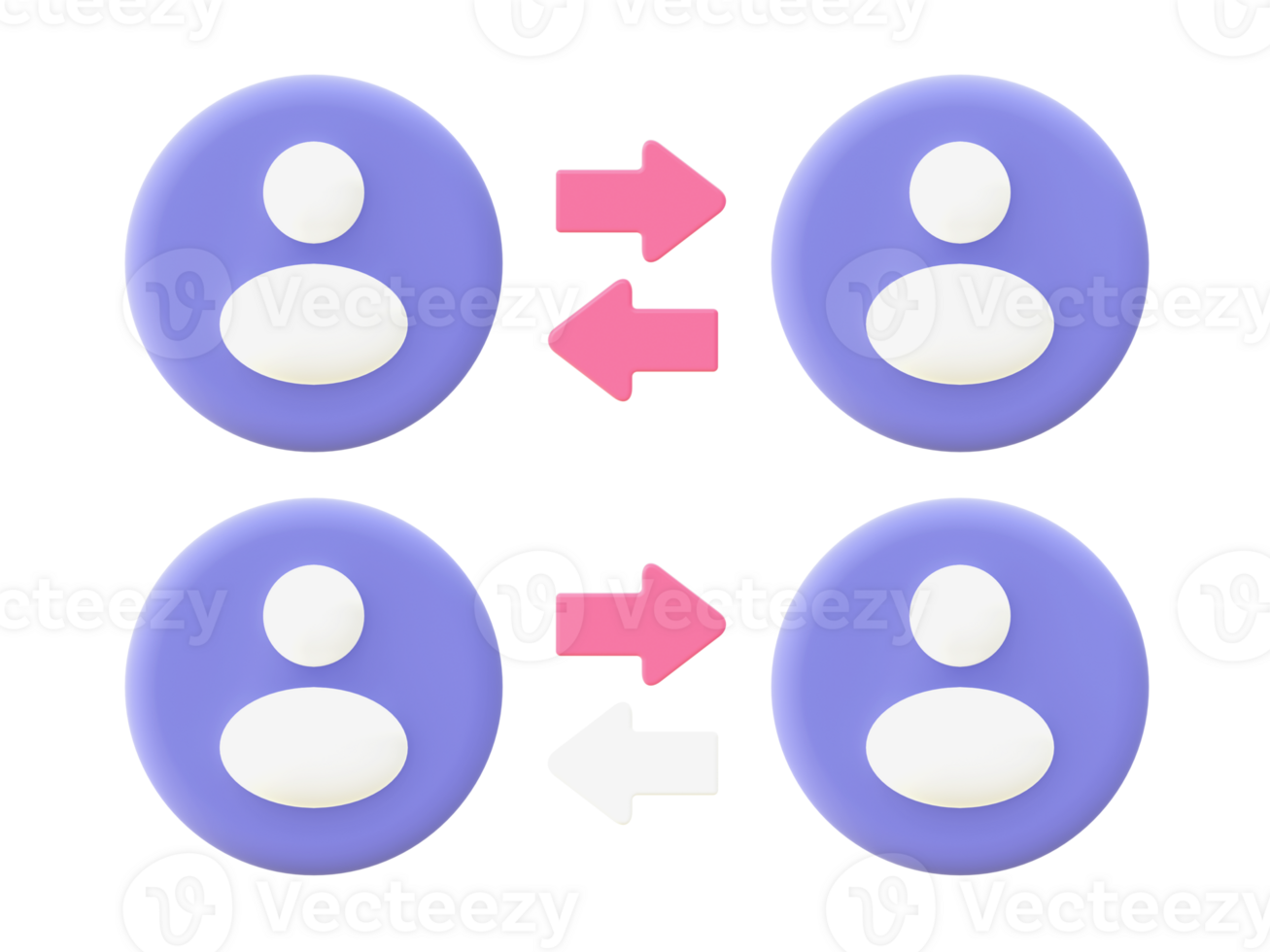 3d illustration icon of purple business people network Relation for UI UX web mobile apps social media ads design png