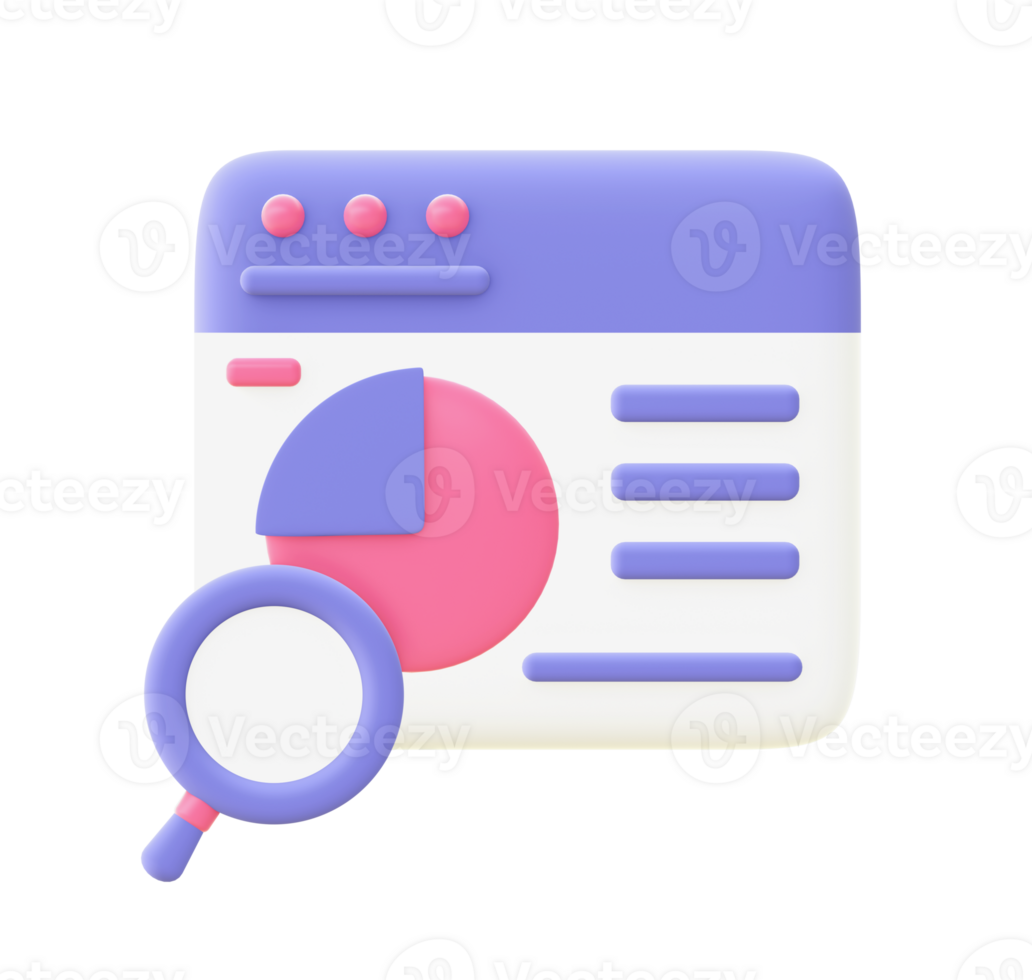 3d illustration icon of Simple purple Pie Chart for UI UX web mobile apps social media ads design png
