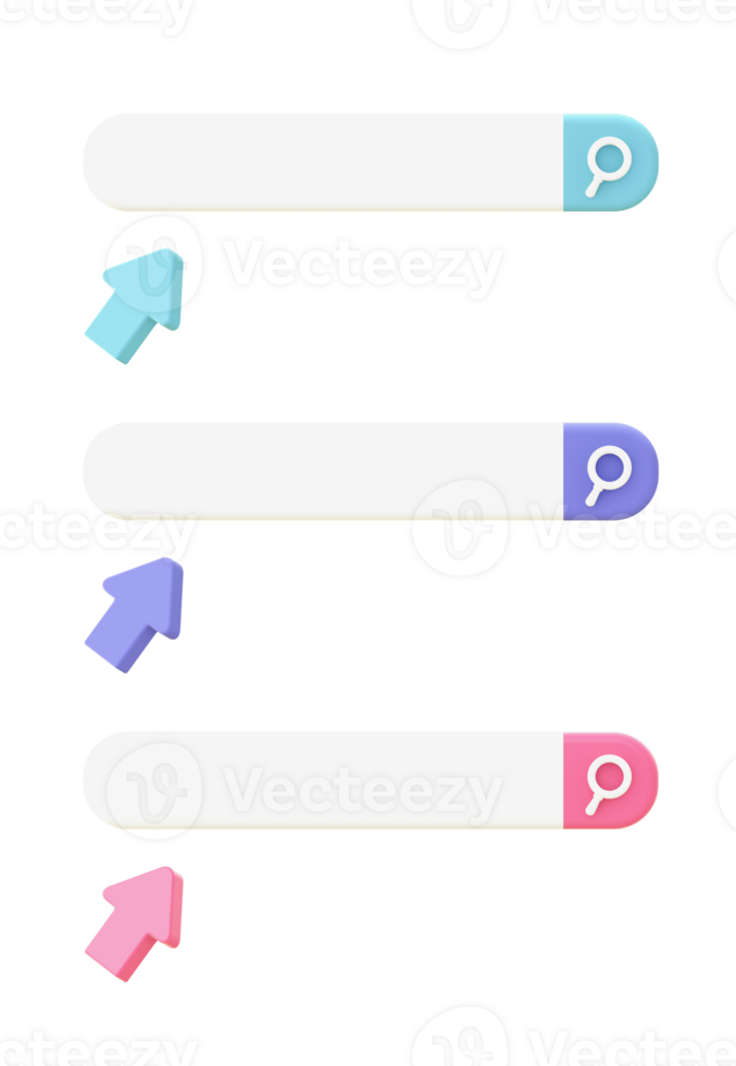 3d illustration icon of purple Search Bar for UI UX web mobile apps social media ads design png