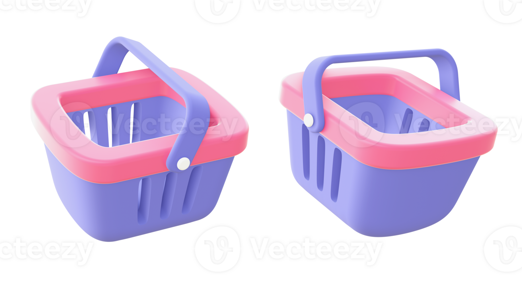 3d illustration icon of Simple purple shopping basket Cart for UI UX web mobile apps social media ads design png