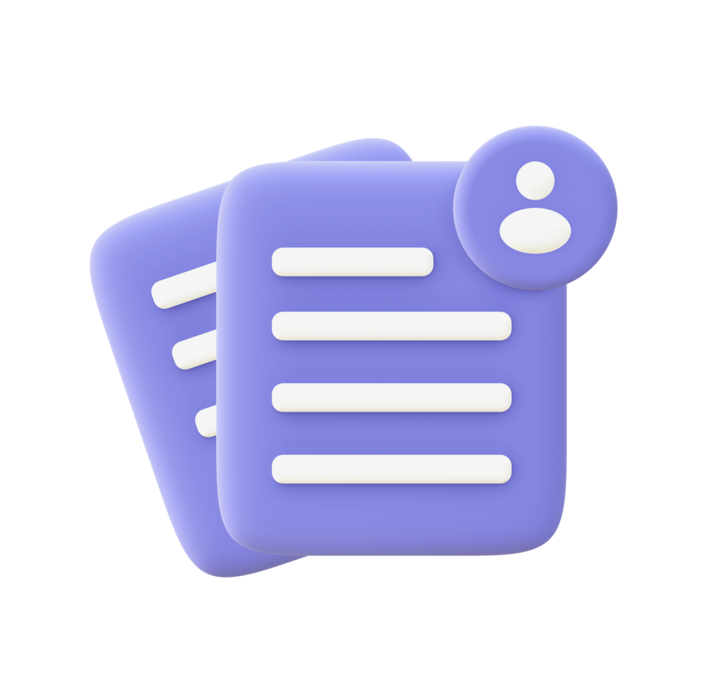 3d illustration icon of purple Working document File for UI UX web mobile apps social media ads design png