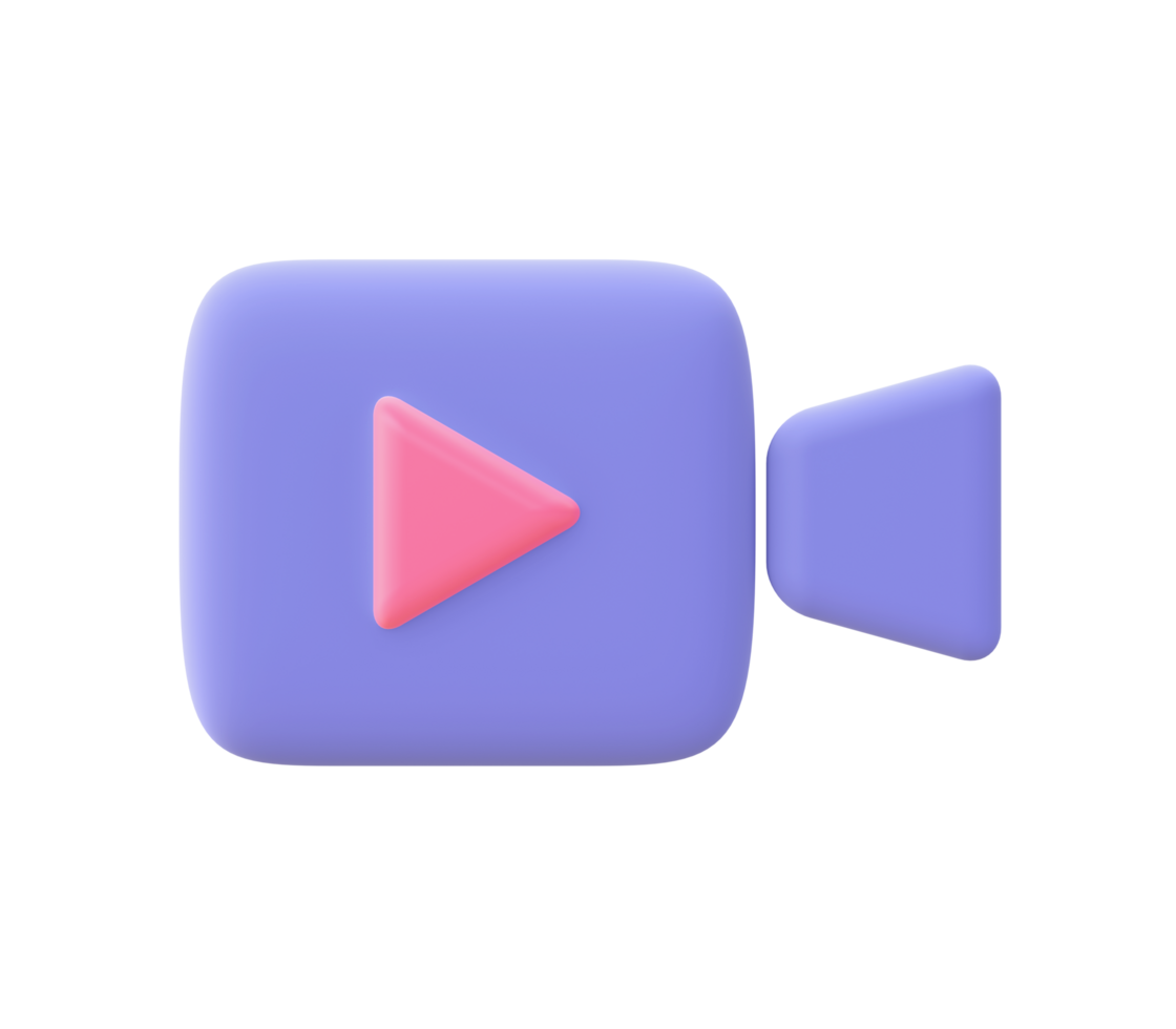 3d illustration icon of Simple purple Video for UI UX web mobile apps social media ads design png