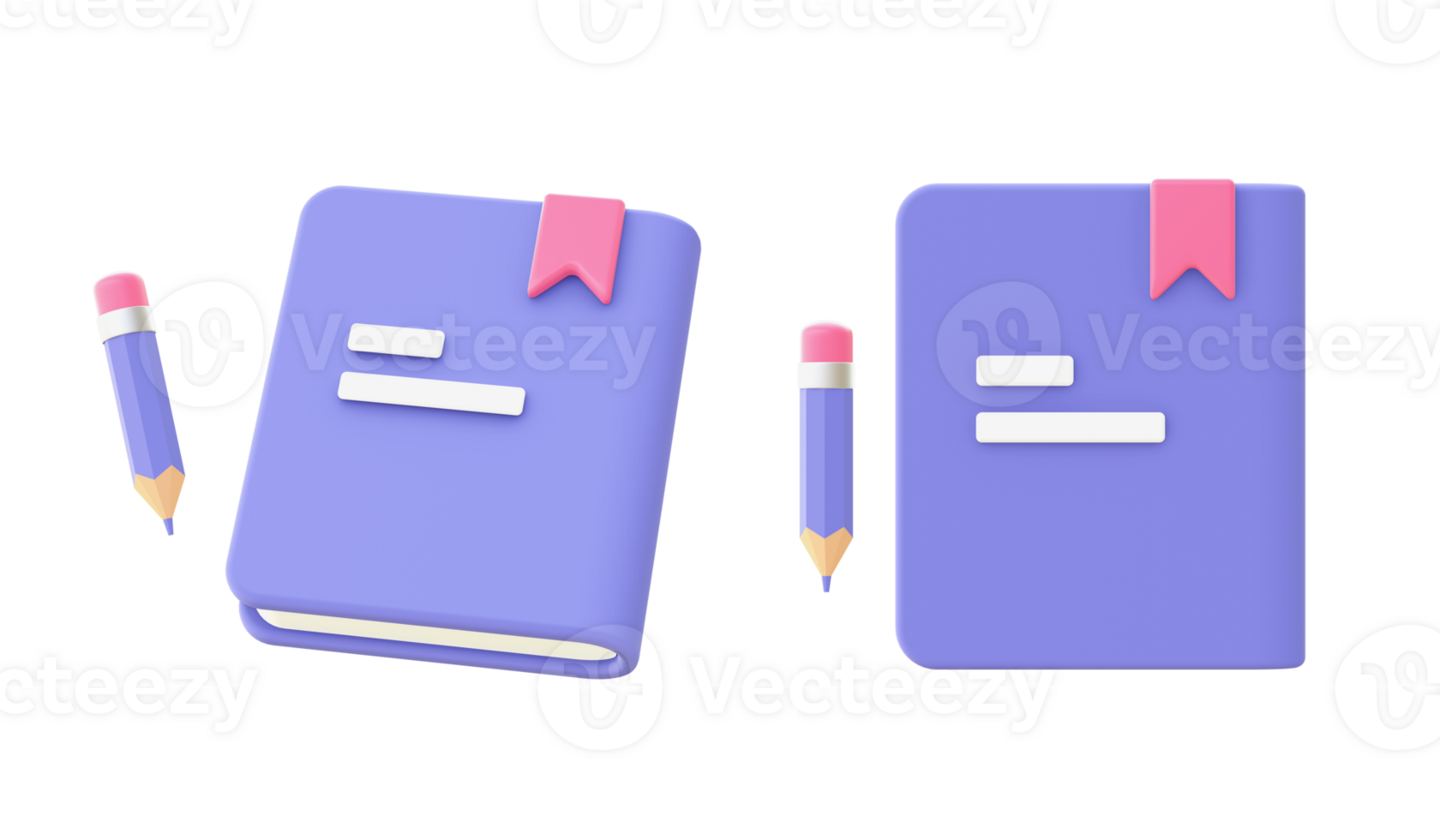 3d illustration icon of purple Book for UI UX web mobile apps social media ads design png