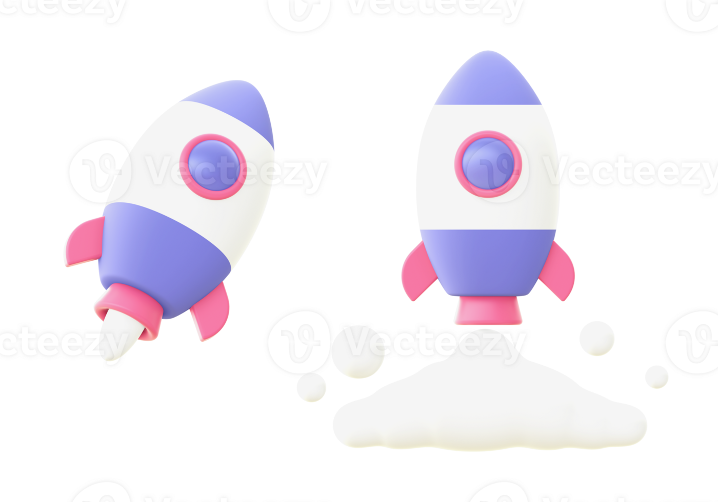 3d illustration icon of Simple purple spaceship rocket for UI UX web mobile apps social media ads design png