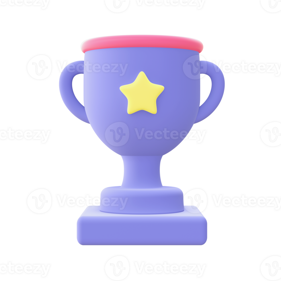 3d illustration icon of purple Trophy Cup for UI UX web mobile apps social media ads design png