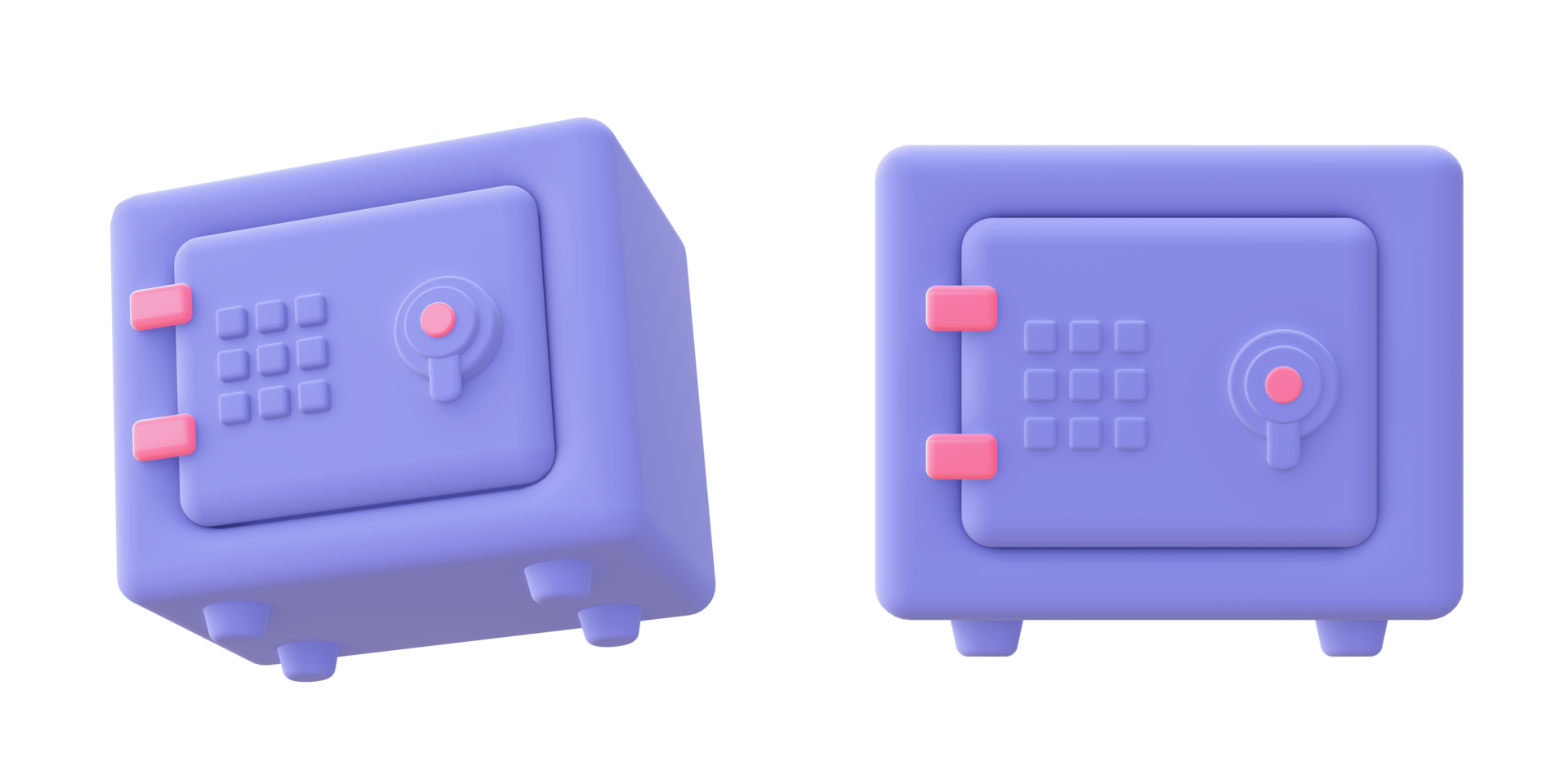 3d illustration icon of purple Safe Deposit Box for UI UX web mobile apps social media ads design png