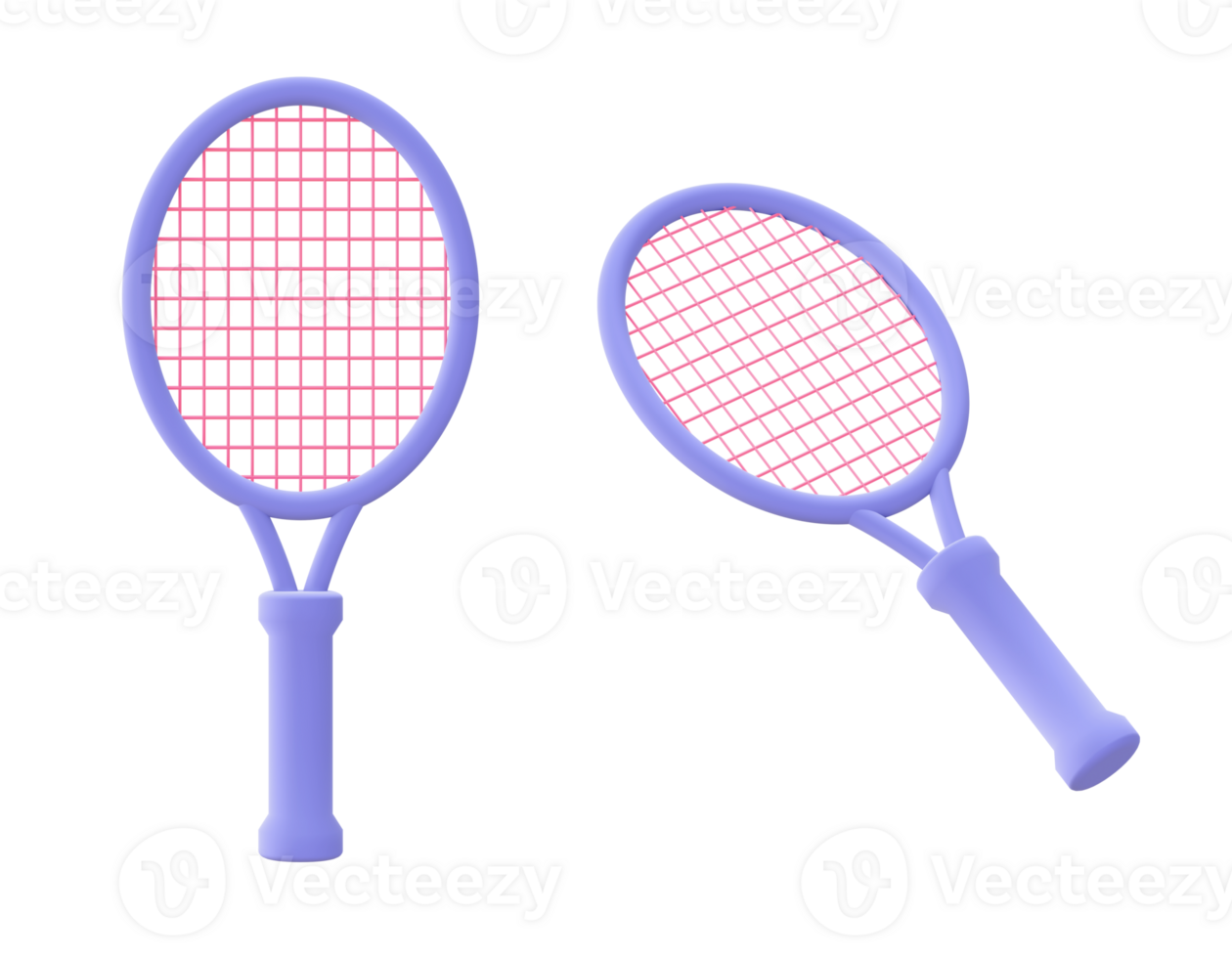 3d illustration icon of purple tennis Racket sport exercise for UI UX web mobile apps social media ads design png