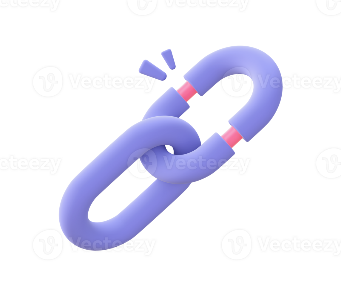 3d illustration icon of Simple purple Link for UI UX web mobile apps social media ads design png