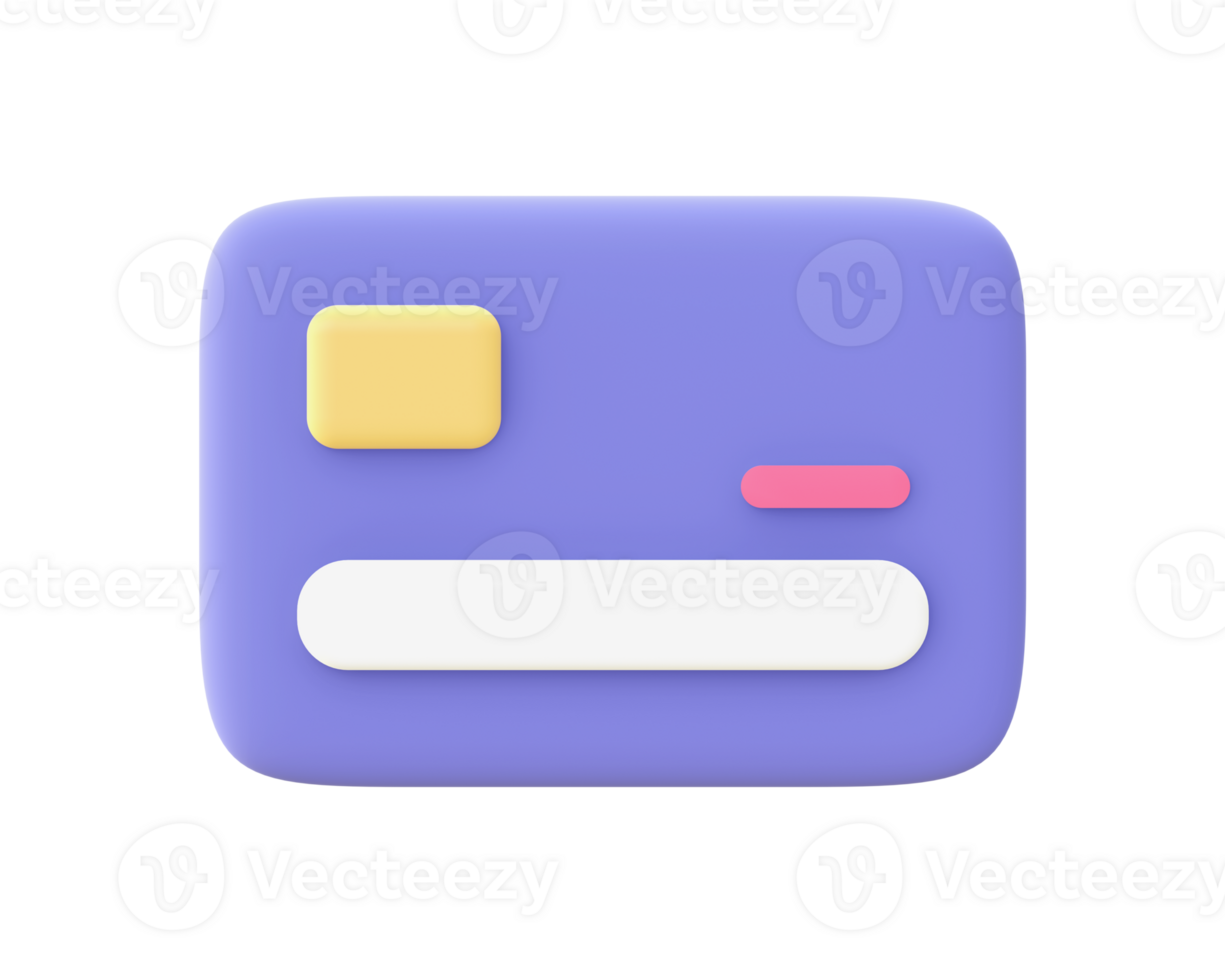 3d illustration icon of Simple purple Credit Card for UI UX web mobile apps social media ads design png