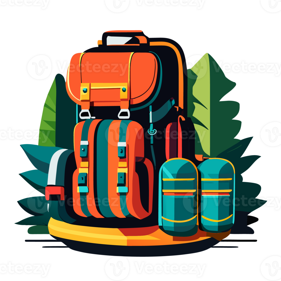 Backpack rucksack travel tourist knapsack outdoor hiking traveler backpacker baggage luggage illustration. png