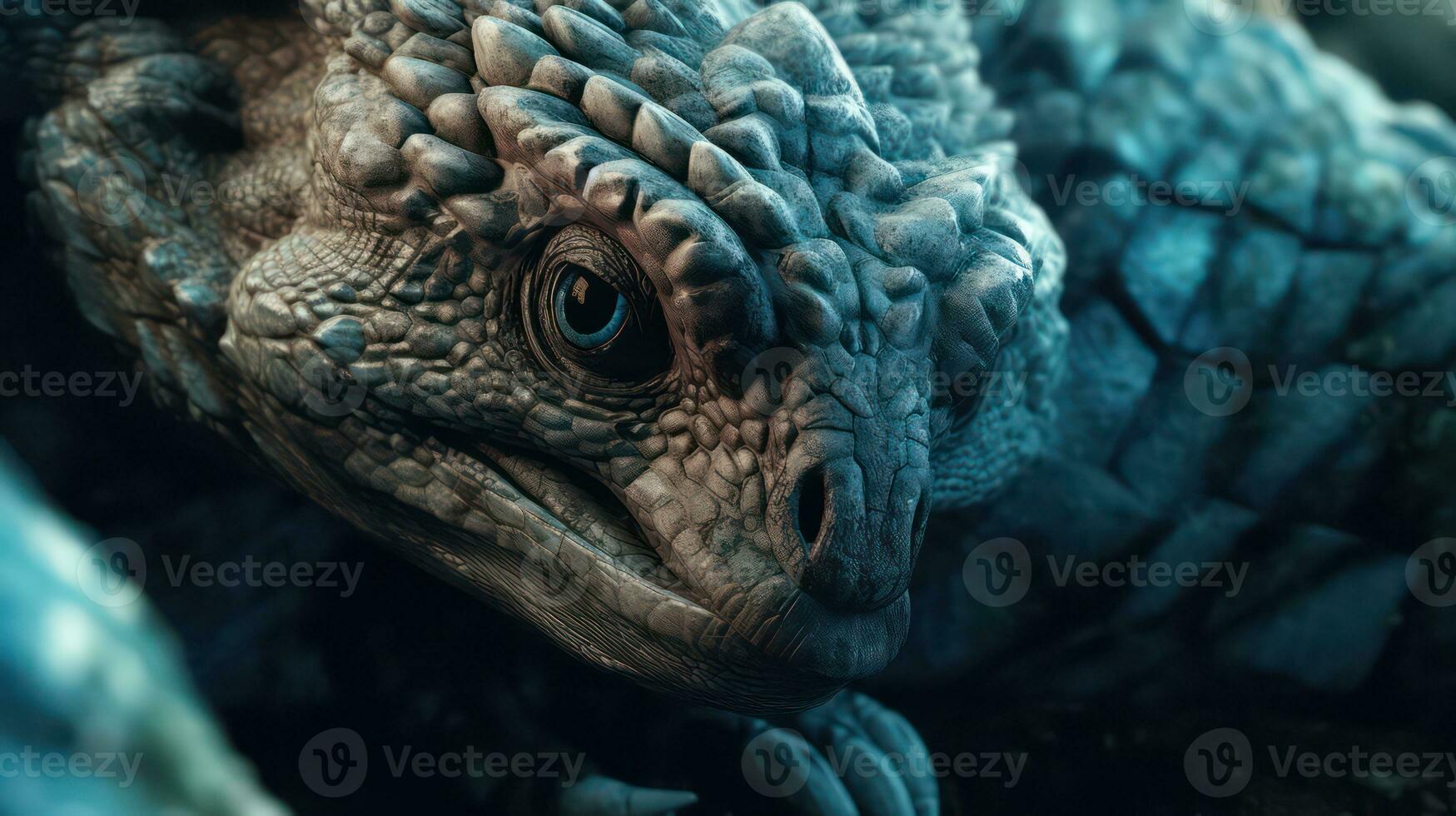 A thrilling image that reveals the peril and deception of the alien wildlife Lizard. Scary Image of Huge Lizard AI Generative photo